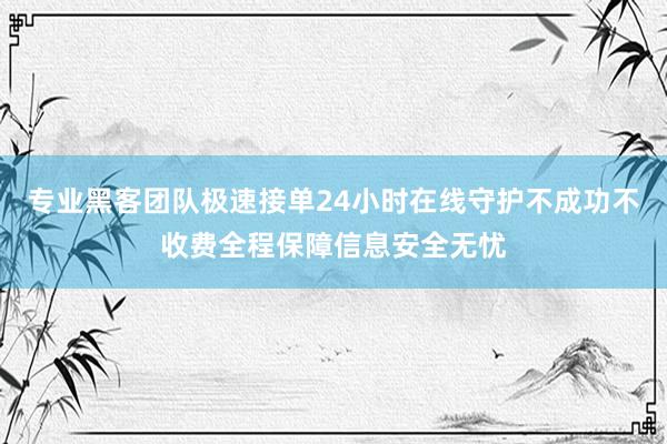 专业黑客团队极速接单24小时在线守护不成功不收费全程保障信息安全无忧
