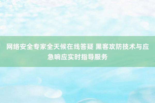 网络安全专家全天候在线答疑 黑客攻防技术与应急响应实时指导服务