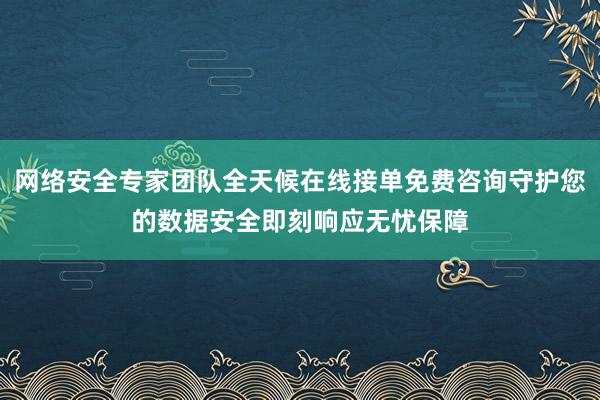 网络安全专家团队全天候在线接单免费咨询守护您的数据安全即刻响应无忧保障