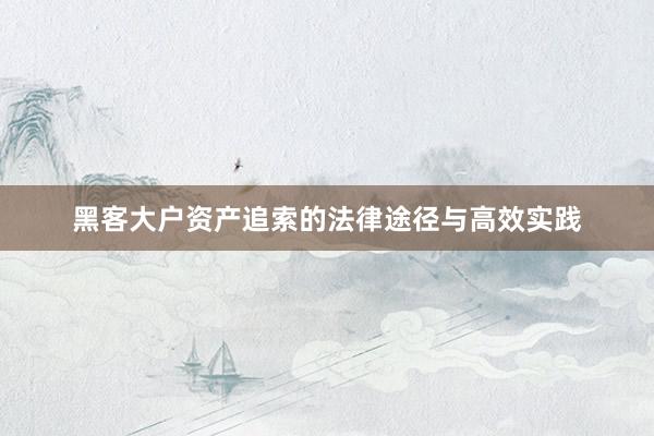 黑客大户资产追索的法律途径与高效实践