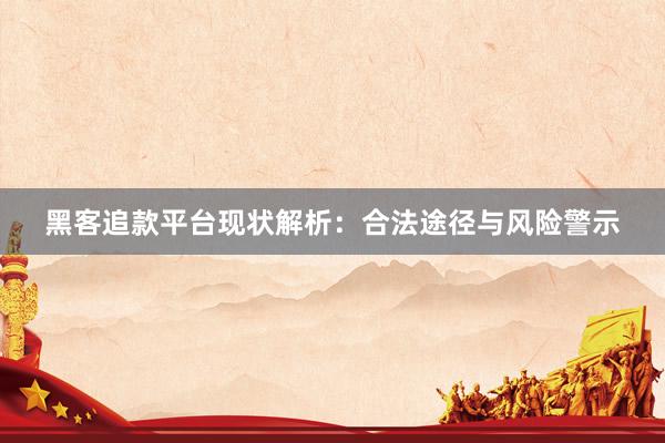 黑客追款平台现状解析：合法途径与风险警示