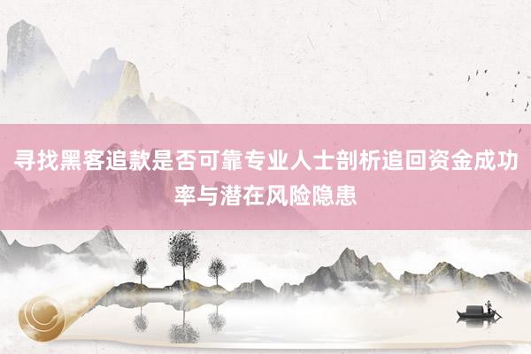寻找黑客追款是否可靠专业人士剖析追回资金成功率与潜在风险隐患