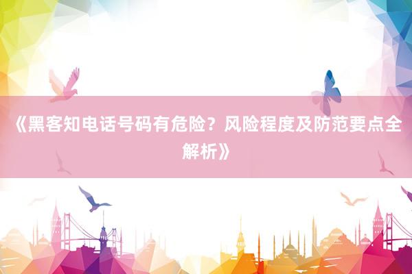 《黑客知电话号码有危险？风险程度及防范要点全解析》